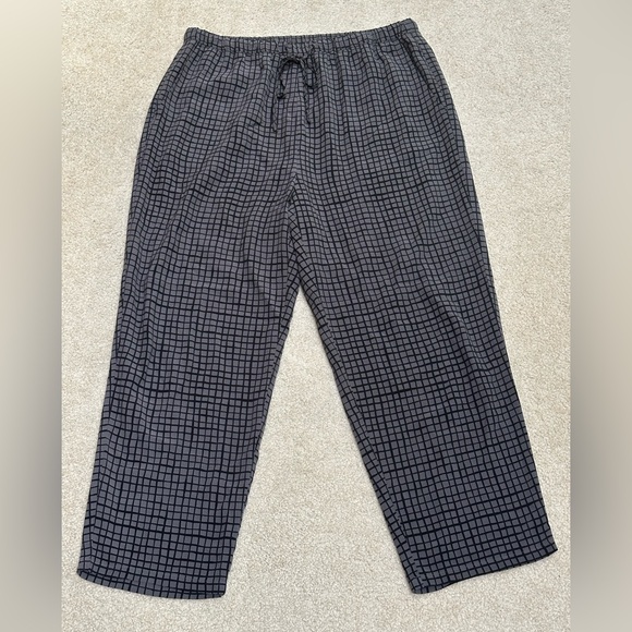 Eileen Fisher SET Black Gray M Top and S/P Pants Grid Pattern - Picture 9 of 16